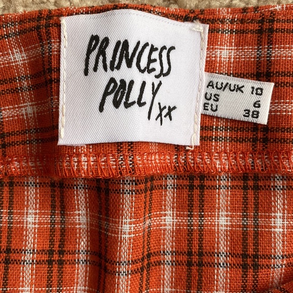 Princess Polly Orange Plaid skirt - Picture 2 of 2